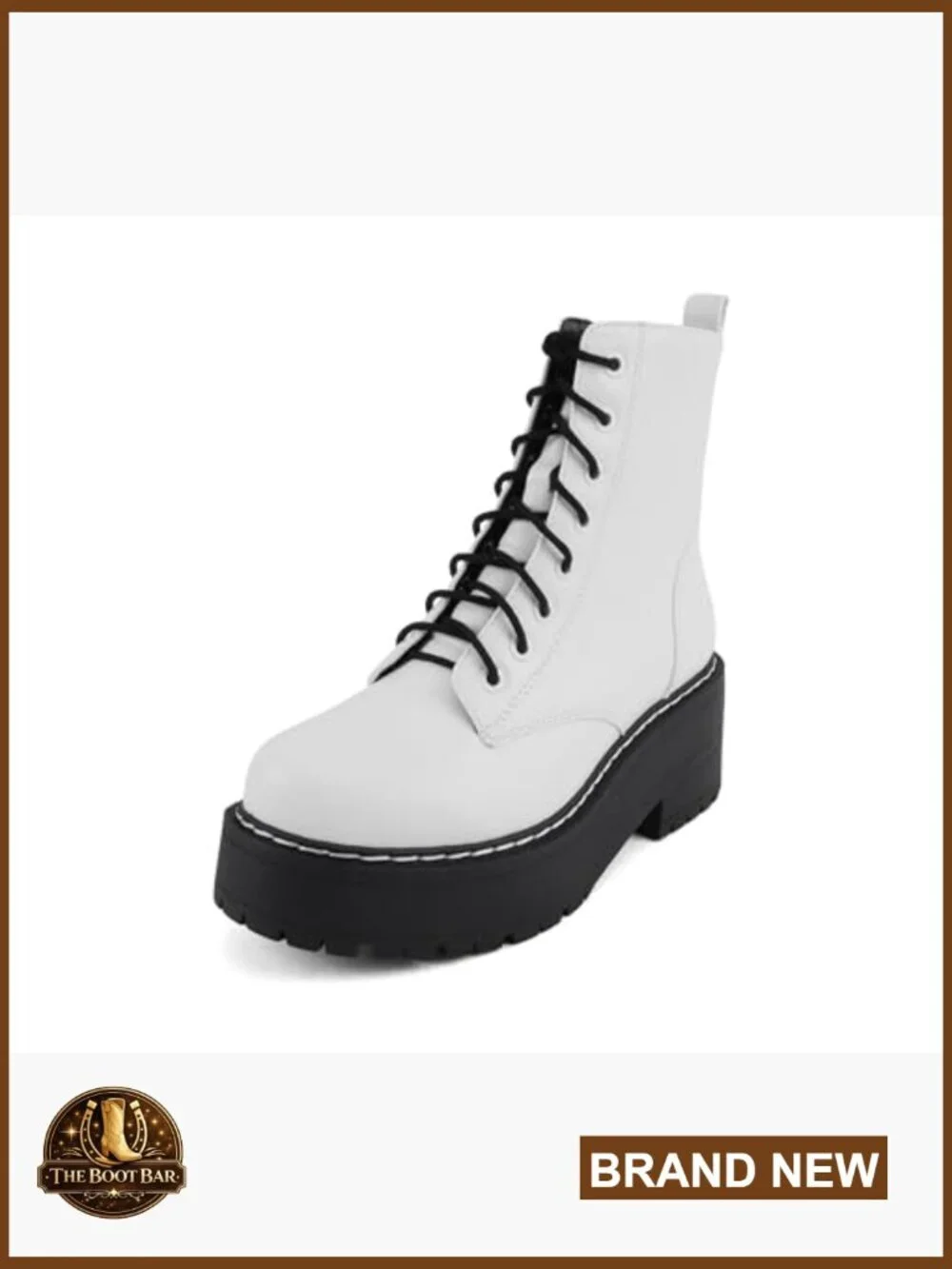 Chunky Lug Sole Lace Up Combat Ankle Boot with Side Zipper Platform